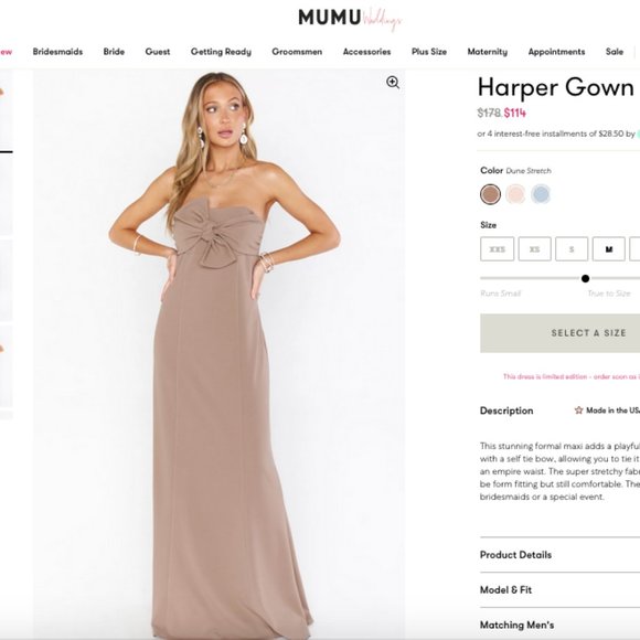 Show Me Your MuMu | Dresses | Show Me Your Mumu Harper Gown Dune Stretch  Size S | Poshmark